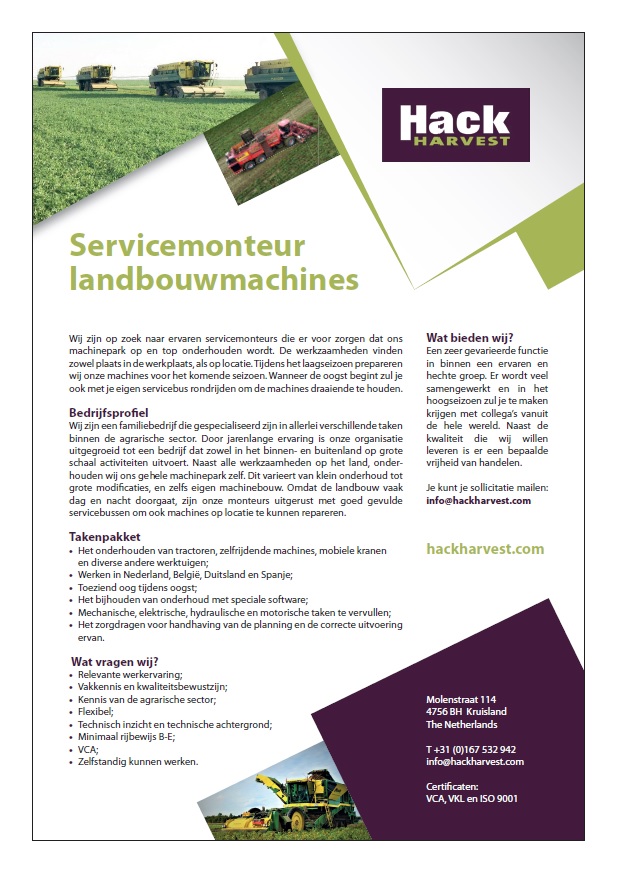 Servicemonteur landbouwmachines