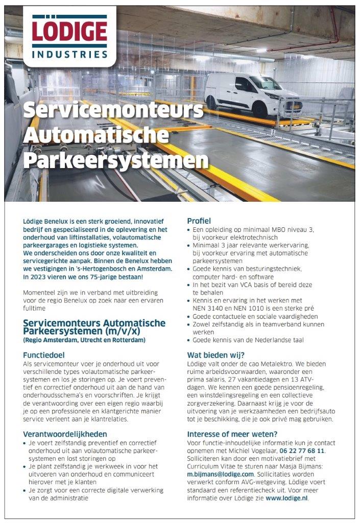 Servicemonteurs Automatische Parkeersystemen