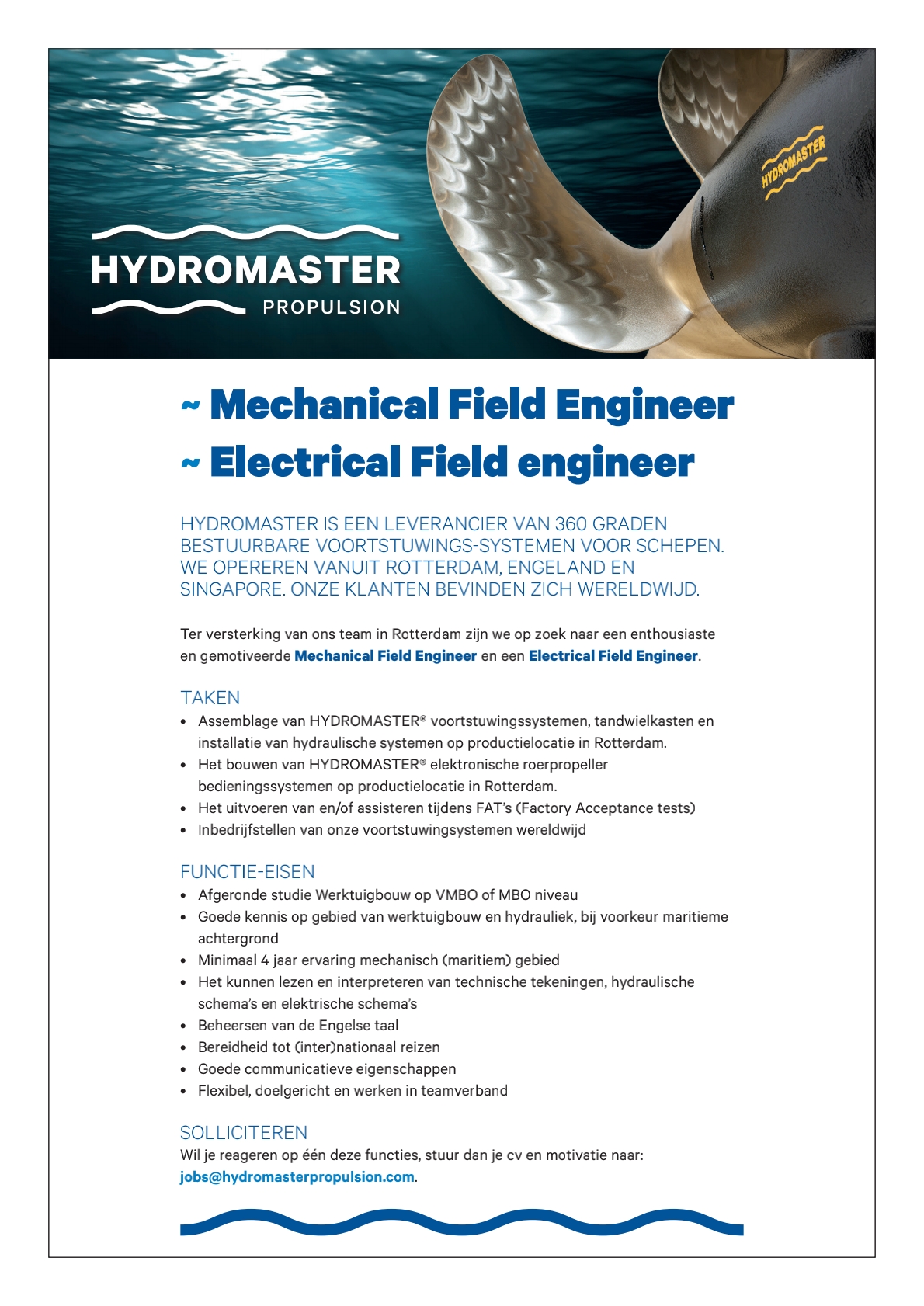Mechanical en Electrical Field Engineer