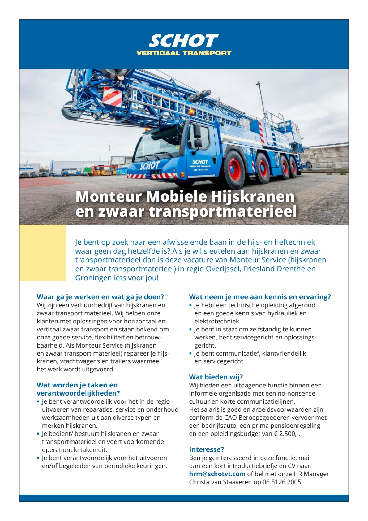 Monteur mobiele hijskranen en zwaar materieel