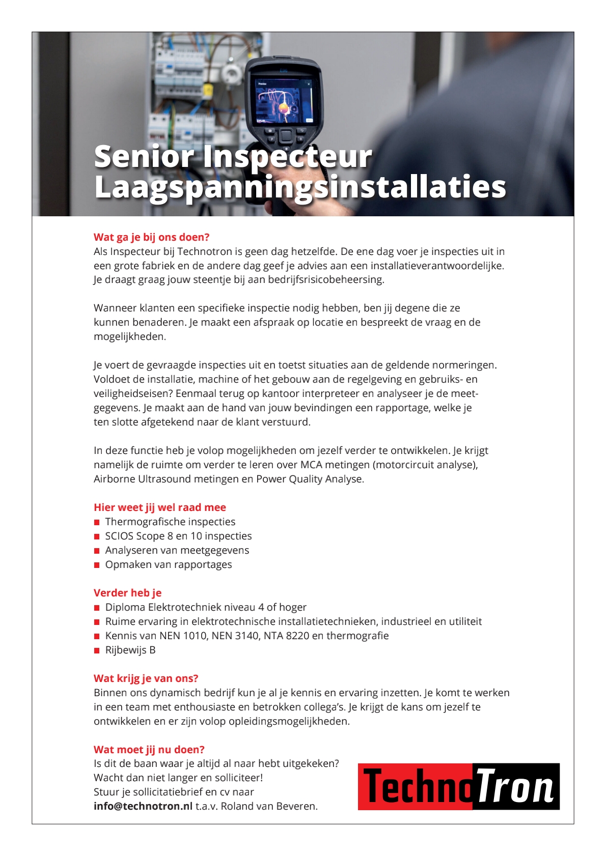 Senior Inspecteur Laagspanningsintallaties