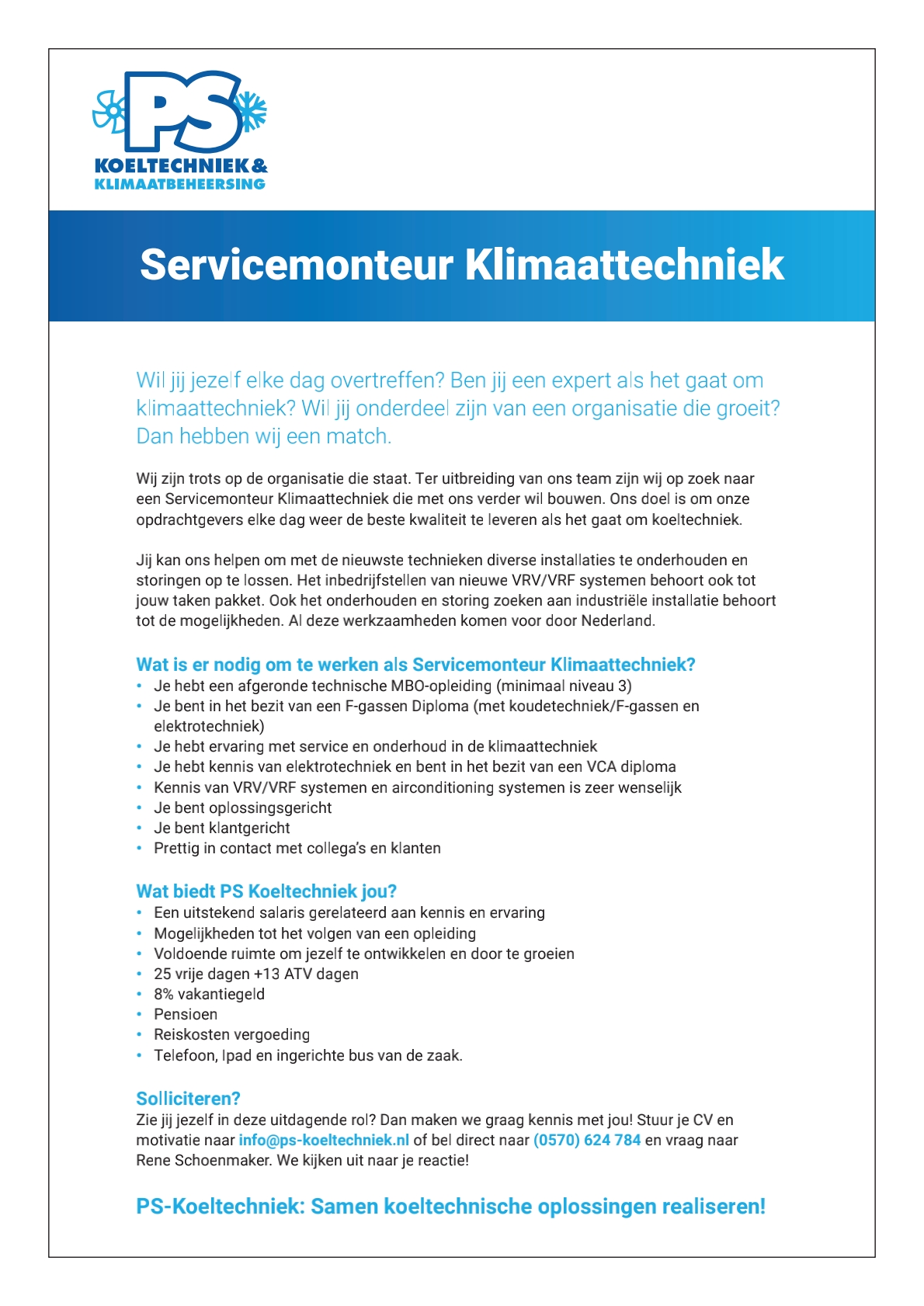 Servicemonteur Klimaattechniek