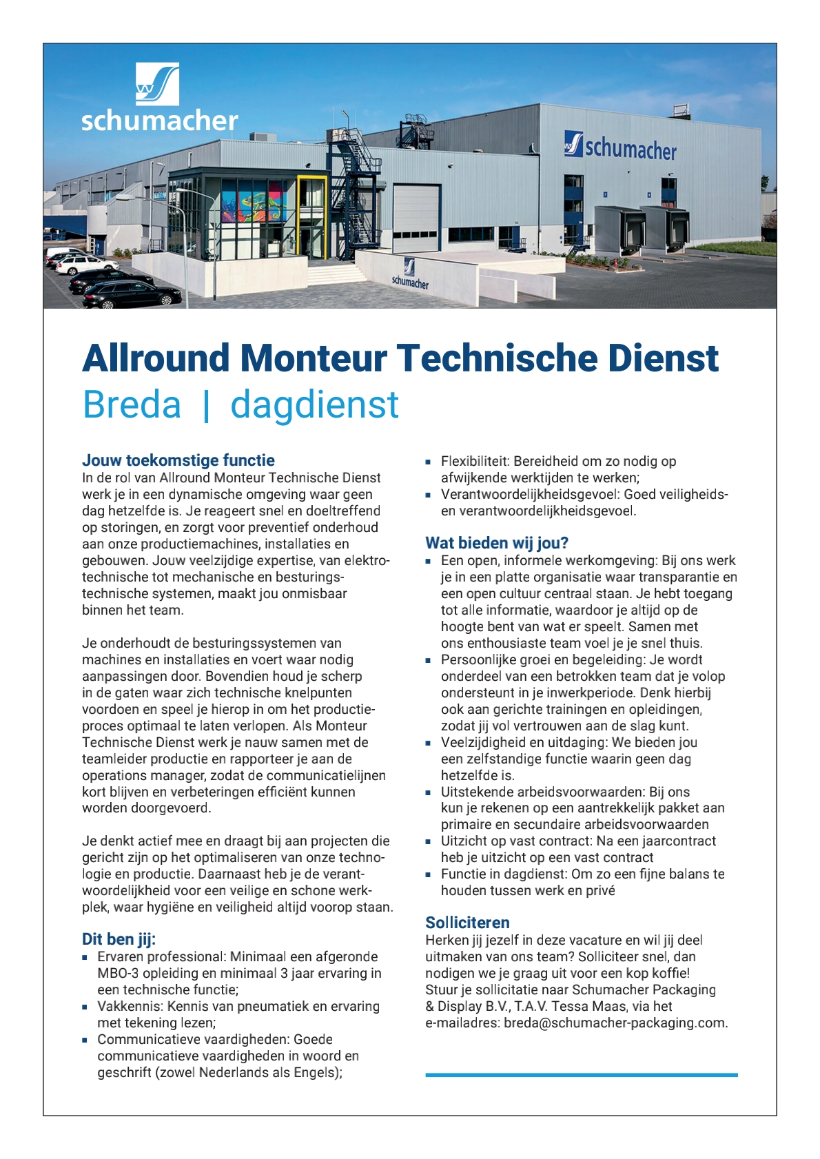 Allround Monteur Technische Dienst